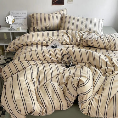Stripe Bedding Comforter Set with Pillowcase & Bed Sheet - Casatrail.com